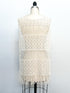 Ecru Cotton Lace Applique with Fringe for Full Back Top Long